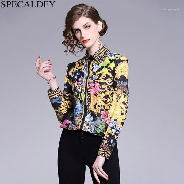 

women's blouses & shirts in stock2021 spring long sleeve shirt women designer runway print vintage ladies office blusas mujer de moda1, White
