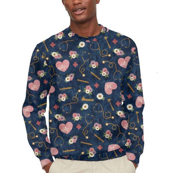 

medical hoodies autumn pattern and men's winter sports couple hoodless loose bottomed women's sweater, Gray