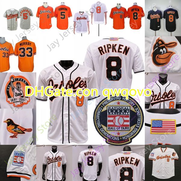 

cal ripken jersey brooks robinson eddie murray 2001 baseball hall of fame patch oraneg black white pullover button, Blue;black