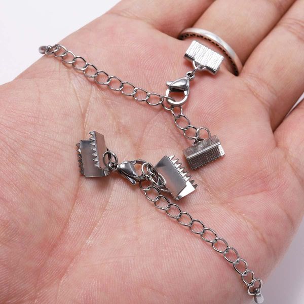 

5 шт. / лот из нержавеющей стали. текстурированные конечные крышки clasps class class clasps clasps цепи удлинитель для удлинительных цепи к