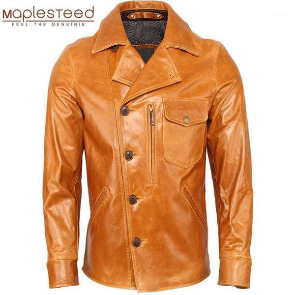 

men leather jacket 100% cowhide / oil waxed sheepskin soft genuine leather jacket man skin coat autumn male clothing winter m3671, Black