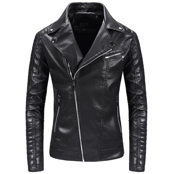 

new autumn men's pu leather jacket fitness fashion male suede casual coat large lapel trun down collar male clothing, Black