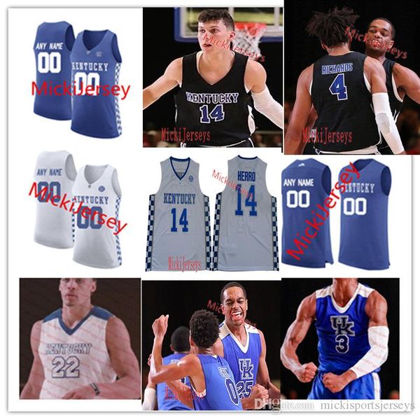 

ncaa kentucky wildcats ashton hagans basketball jersey tyrese maxey kahlil whitney nick richards immanuel quickley johnny juzang brennan can, Black