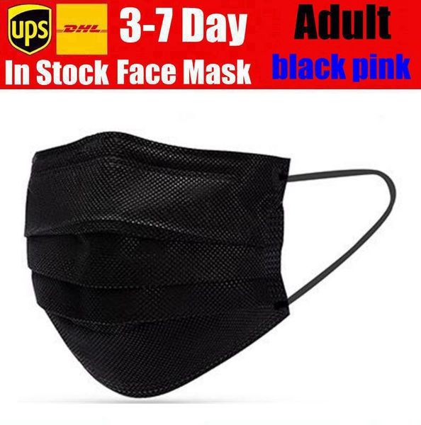 

white disposable masks black pink with elastic ear loop 3 ply breathable dust air anti-pollution face mas