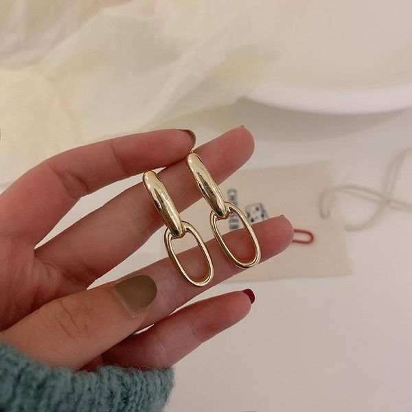 

dangle & chandelier flashbuy fashion gold color chain drop earrings for women statement metal geometric minimalist jewelry, Silver