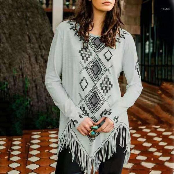 

womens blouses shirt daily long sleeve print blouse ladies casual women blouse bluzki damskie plus size irregular#y41, White