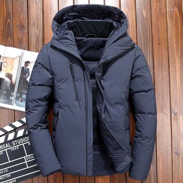 

chaqueta de pluma de pato invierno 2020 para hombre, impermeable, a prueba viento, chaqueta invierno, abrigo sólido con1, Black