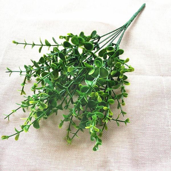 

decorative flowers & wreaths mini green artificial plants eucalyptus plastic money leaves grass bush home garden decoration fake planta arti