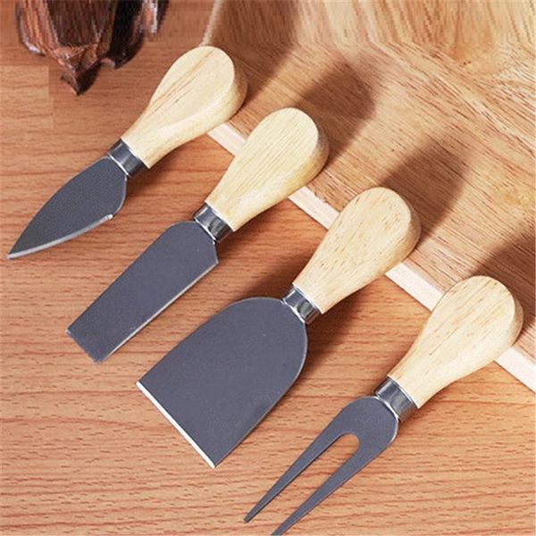 Faca de cozinha criativa 4 pcs conjunto de queijo de queijo de queijo de queijo de queijo de queijo knifes de madeira suma de quatro peça ferramentas de queijo t9i00860