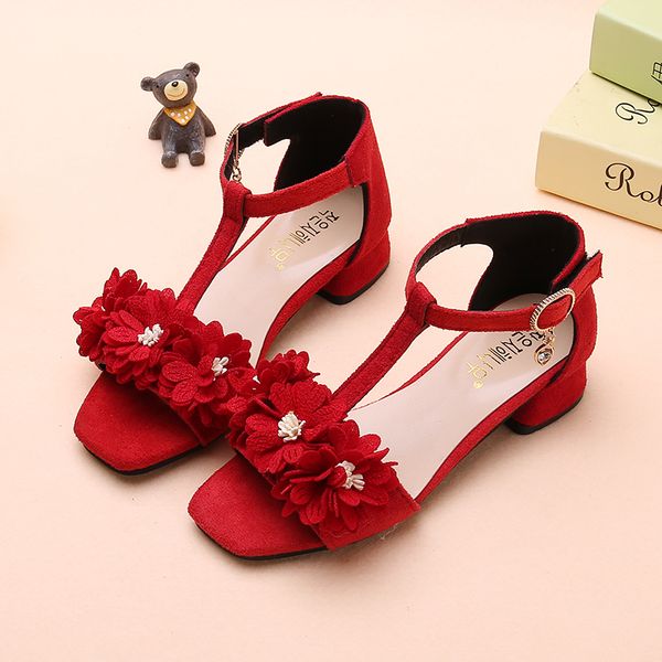 

fashion rivets girls dress shoes baby ankle strape kids leather shoes girls low heels children gladiator sandals shoes lj200827, Black;red