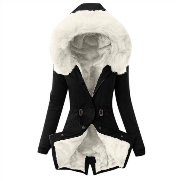 

2019 новые parkas женщина зимнее пальто утолщенные хлопчатобумажные куртки пиджаки искусственные из искусственных меховых пальто толстые пал, Black
