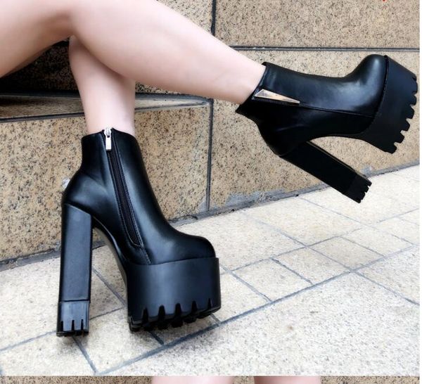 

2020 and winter new thick muffin with super heels high suede naked boots women's shoes x8ms, Black