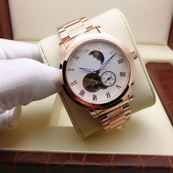 

2020 platform men's mechanical full function watch, Slivery;brown