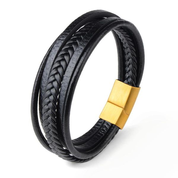 

плетеные натуральные кожи мужские браслеты из нержавеющей стали магнитная пряжка браслет для мужчин мужские украшения bbybtq sweet07