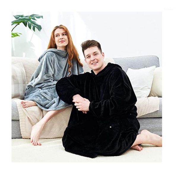 

hoodie women pullover flannel fleece warm nightgown fleece warm two-sided wear clothing men jacket outdoor cold clothing1, Black