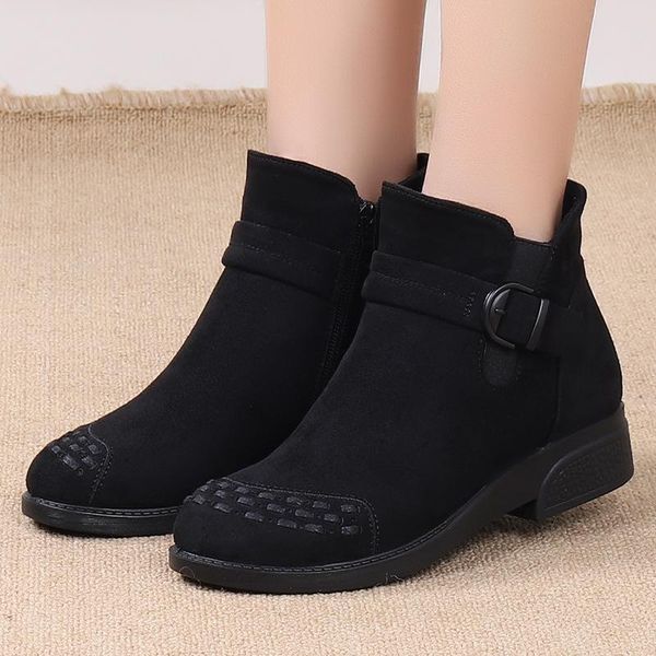 

boots female winter 2020 comfortable shoes for new brand style women's ankle shoes brand designer ladies botas mujer, Black