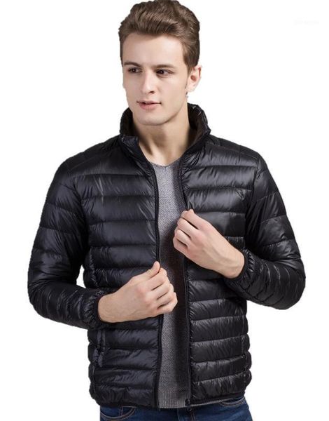 

winter duck down jacket men 90% down content thin ultra light jacket winter long sleeve solid coats pocket fashion1, Black