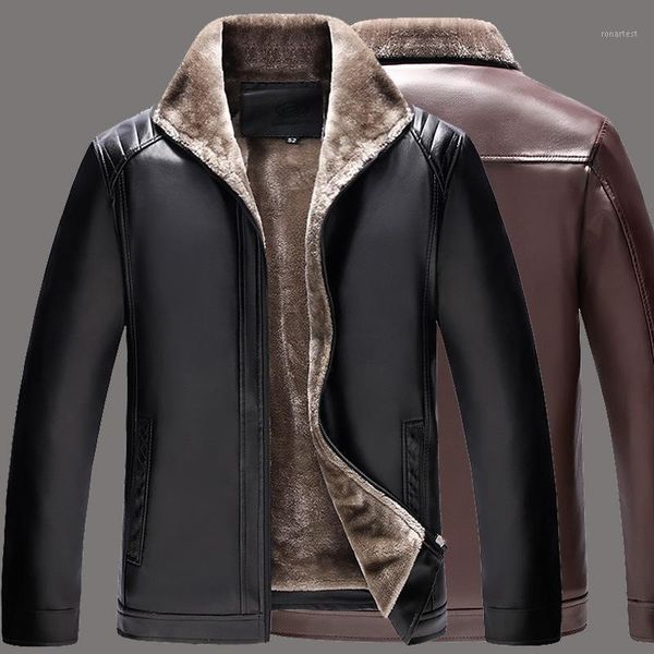 

2020 plus velvet thickening collar fur pu jacket men coat1, Black