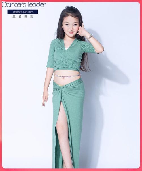 

new belly dance children practice clothes girls dance skirt summer children split professional performance suits1, Black;red