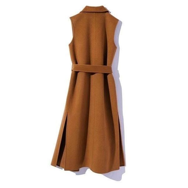 

new autumn 2021 of wool medium woman's vest long sleeveless jacket with waistband ladies thin sweater y207 3 r64y, Black;white