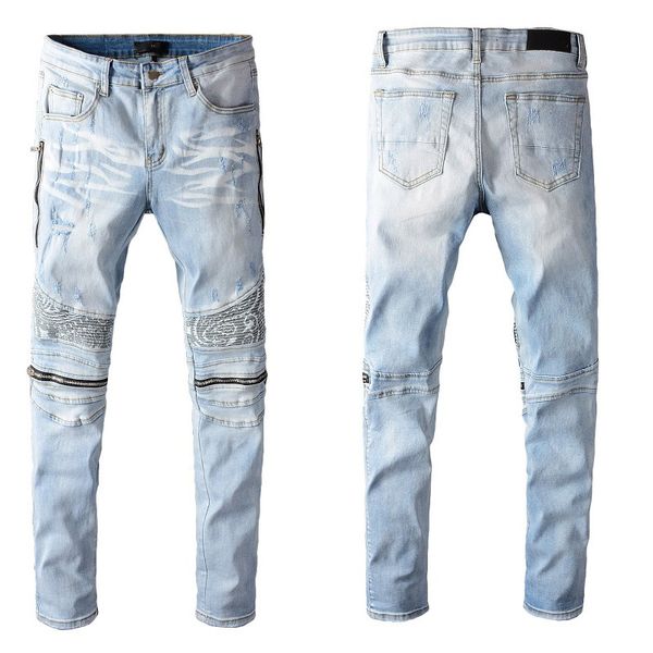 

2020 r mens amirl jeans rock motocycle luxury denim men fashion streetwear biker man popular hip hop pants trousers, Blue