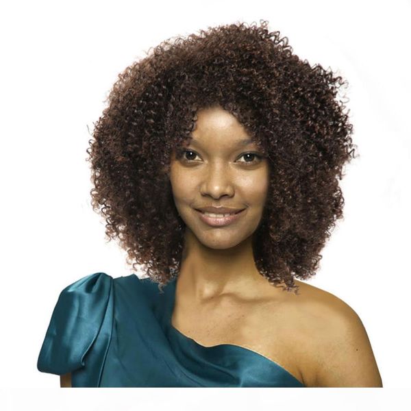 

human hair wigs short human hair capless wigs afro kinky curly 4#color virgin hair short bob wigs for black women quality, Black;brown