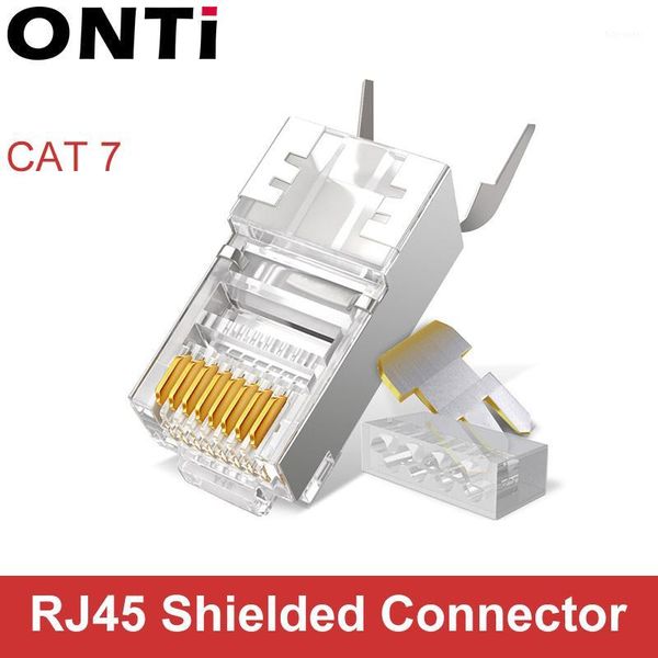 

onti rj45 connector network cable connector 10/50/100pcs cat6a cat7 rj45 plug shielded ftp 8p8c network crimp connectors1