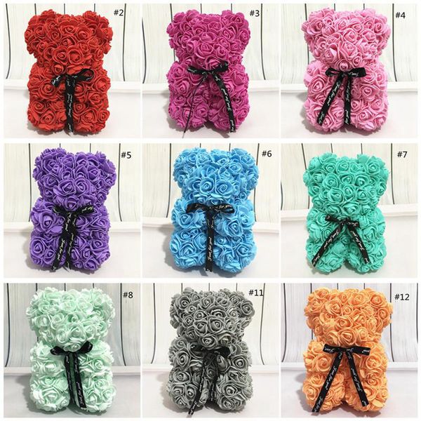 

rose teddy bear new valentines day gift 25cm flower bear artificial decoration christmas gift for women valentines gift sea shipping rrf1507