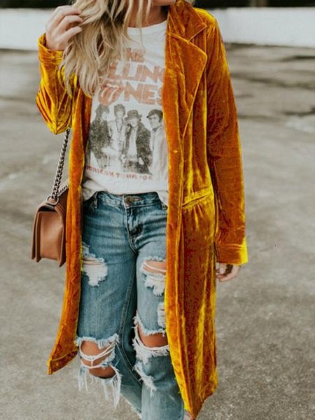 

women's golden veet windbreaker long sleeve coat fashion women jacket outerwear cardigan overcoat, Black;brown