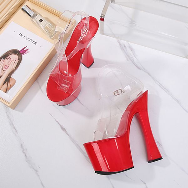 

2021 women will see five high heels stripper fetish transparent sandals seven in platform white bombs plus size prom shoes r3bh, Black