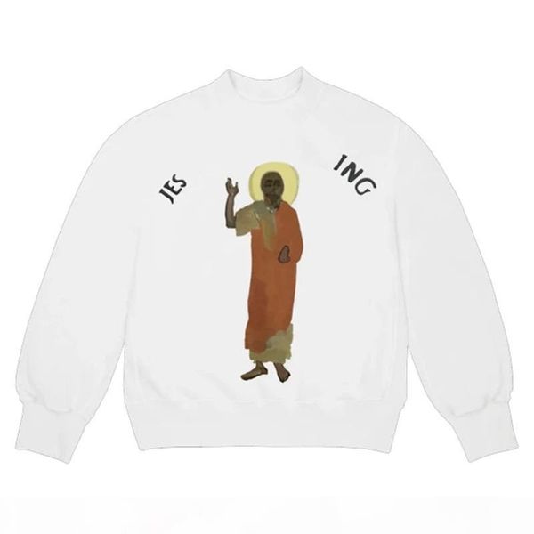 

20ss jesus is king oil painting long sleeve sweatshirt religion crewneck pullover men women high street hoodies sweater outdoor hfymwy454, Black