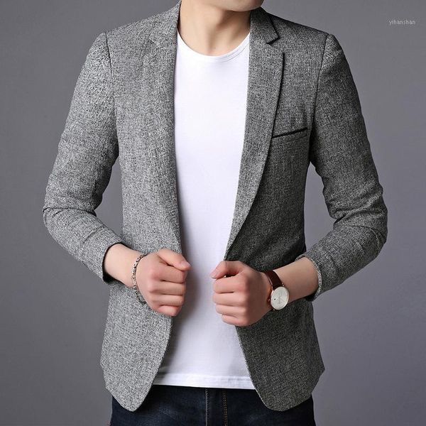 

korean slim solid mens blazers casual single button men fitted blazer full sleeve office suit jacket1, White;black