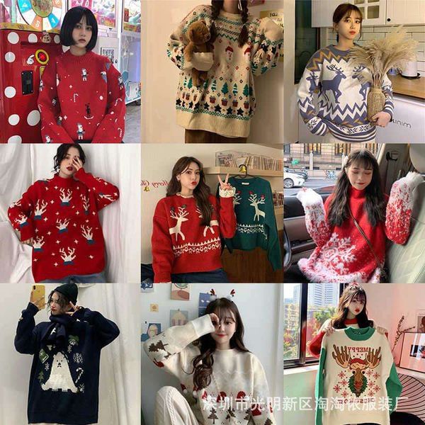 

2020 new loose round neck pullover women's sweater, White;black