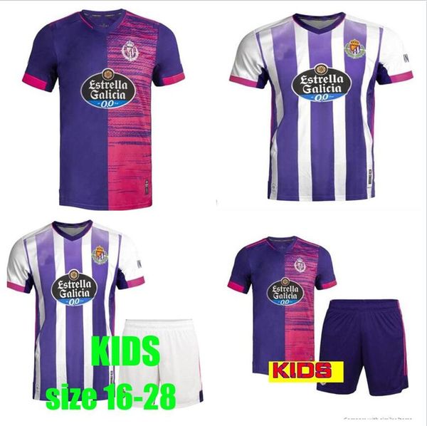 

kids 20 21 real valladolid home away soccer jersey 2020 2021 fede s. r. alcaraz sergi guardiola oscar plano purple boy football shirt, Black;yellow