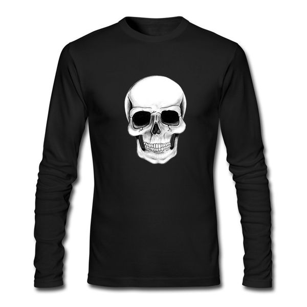 

new arrival 100% cotton misfits skulls printing t-shirts 2020 autumn grey t shirts men long sleeves o-neck tees, White;black