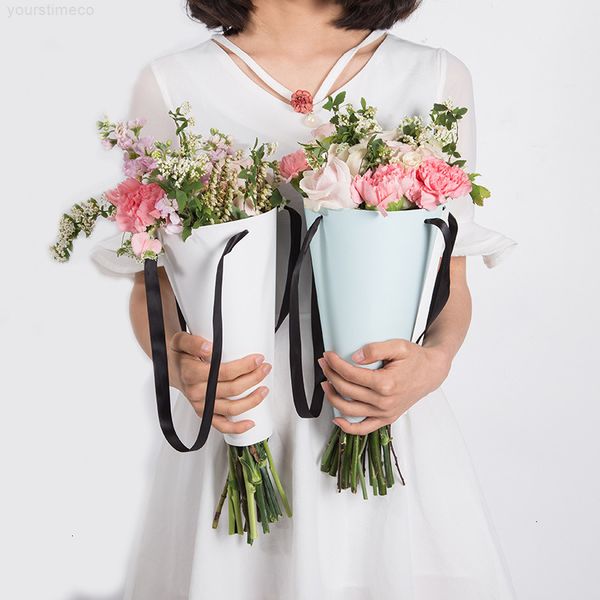 

cone paper tube flower portable bouquet diy package rose gift packing box