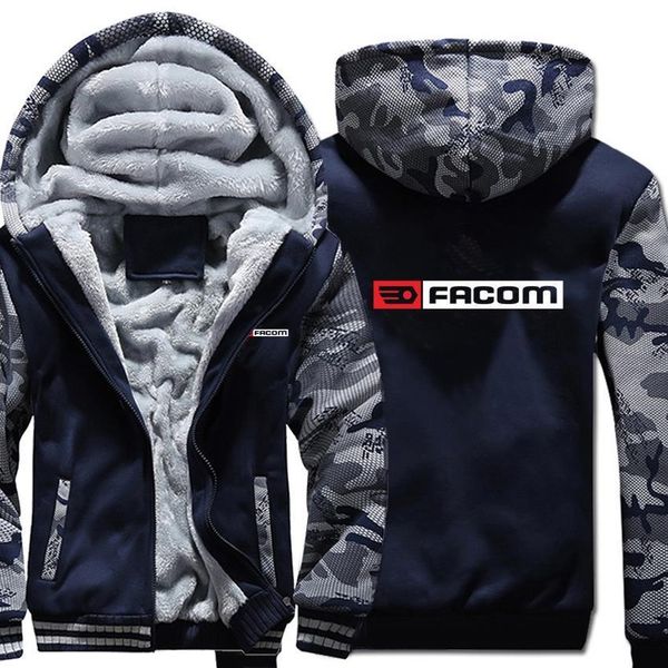 

facom hoodies camouflage sleeve jacket hoody zipper winter fleece facom professionnels tools sweatshirt drop shipping good quality, Black