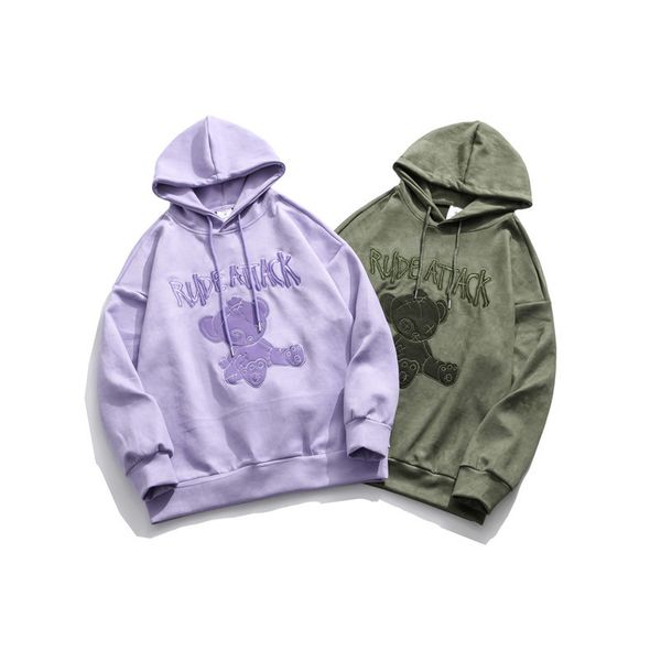 

2021 new harajuku purple hoodie bear girl autumn in retro coat 73j8, Black