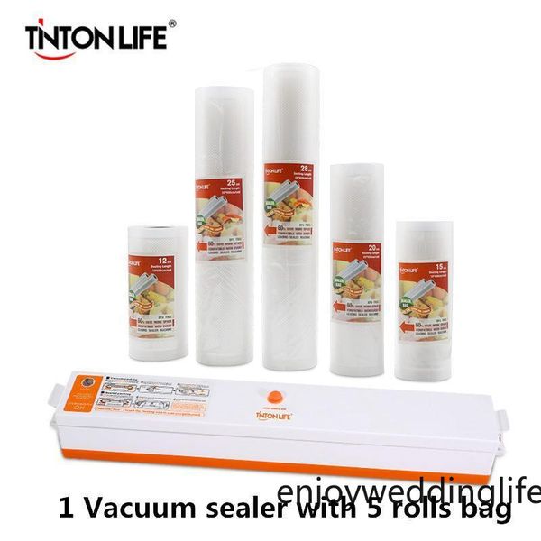 

dhl ship tinton life vacuum food sealer with 5 rolls vacuum sealer bag(12x500cm,15x500cm,20x500cm,25x500cm,28x500cm) fy7385