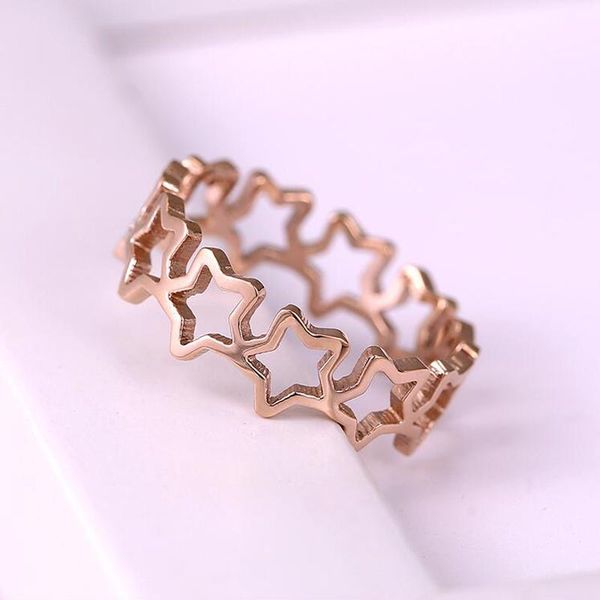 

fysara мода ювелирные изделия штабелируемые звездные кольца для женщин вечеринка свадебные розовые золотые цветные кольца из нержавеющей ста, Silver