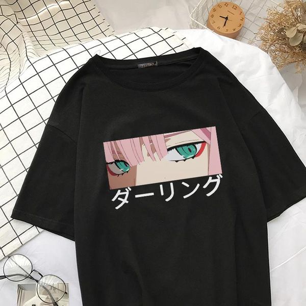 

дорогая в franxx anime женские топы свободные летние harajuku ноль две красивые девушки принт повседневная винтаж шикарная женская футболка, White