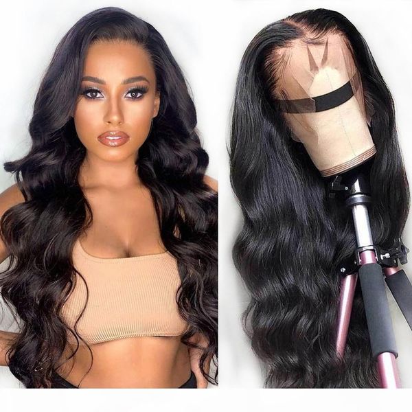 

hair 13x4 lace front wigs brazilian body wave human hair wigs 150% density remy hair pre plucked 4x4 lace closure wig, Black;brown