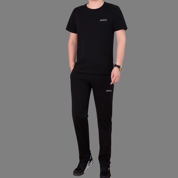 

middle aged and elderly leisure cotton men's short sleeve t-shirt sports suit anti-theft zipper combination 2-piece set, Gray