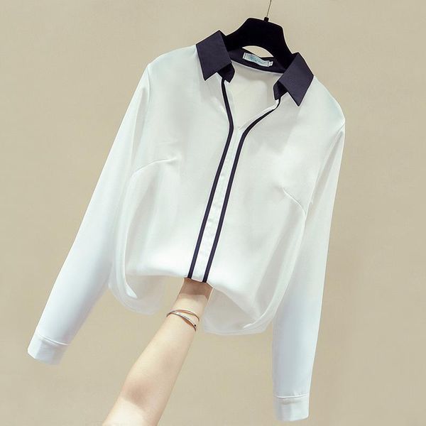 

long sleeve blouse women blusas mujer de moda 2020 turn down collar office white blouse chiffon shirt blusa d879