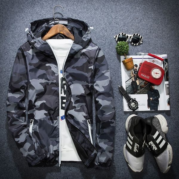 

new fashion korean style jacket men spring and autumn casual trend thin section slim youth student camouflage jacket male 201028, Black;brown