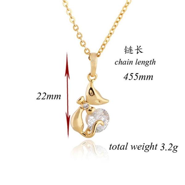 

kitten lady zircon necklace pendant clavicle chain lovely d0374
