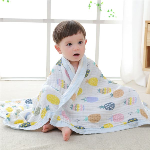 

6 layers 100%cotton super soft thick multi-usage skin friendly muslin baby receiving blanket bath towel newborn swaddle quilt lj201105