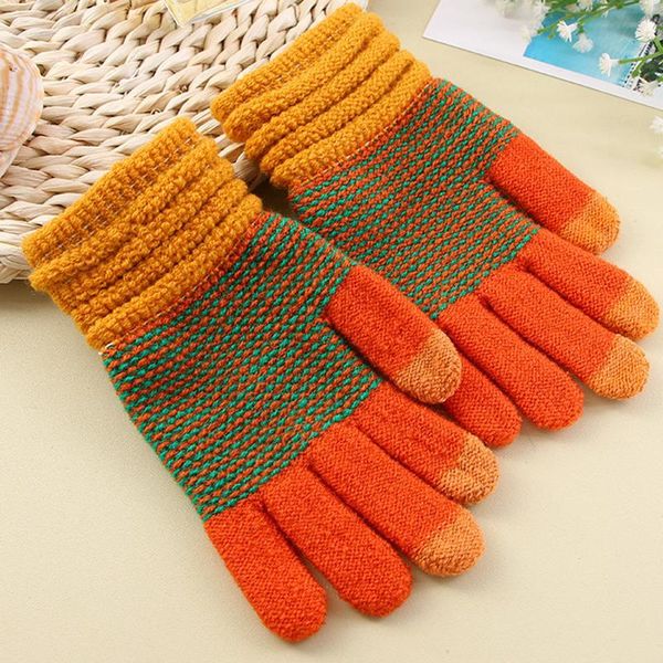 

new fashion mobile phone touch screen knitted wrist cover two-color patchwork winter outdoor warm men/women gloves christmas, Blue;gray