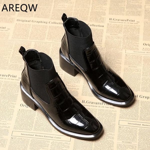 

women's ankle boots 2020 autumn and winter casual shoes square head fashion sets of feet with, Black
