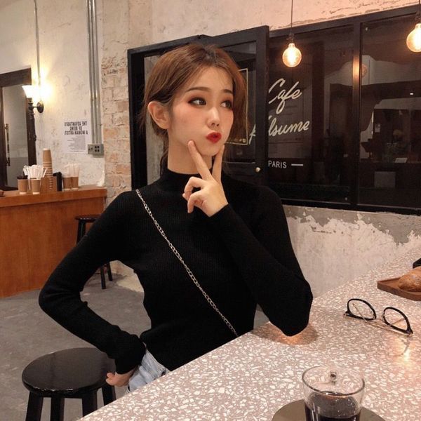 

sweater autumn and clothes loose fashion korean short small winter pregnant women's knitted bottoming shirt, White
